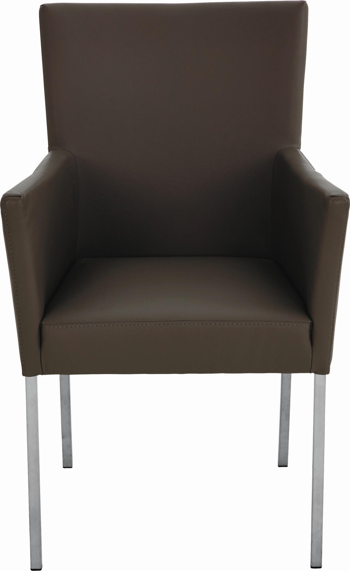 ARMLEHNSTUHL  in Edelstahl Echtleder pigmentiert  - Edelstahlfarben/Grau, Basics, Leder/Metall (57/91/65cm) - Bert Plantagie