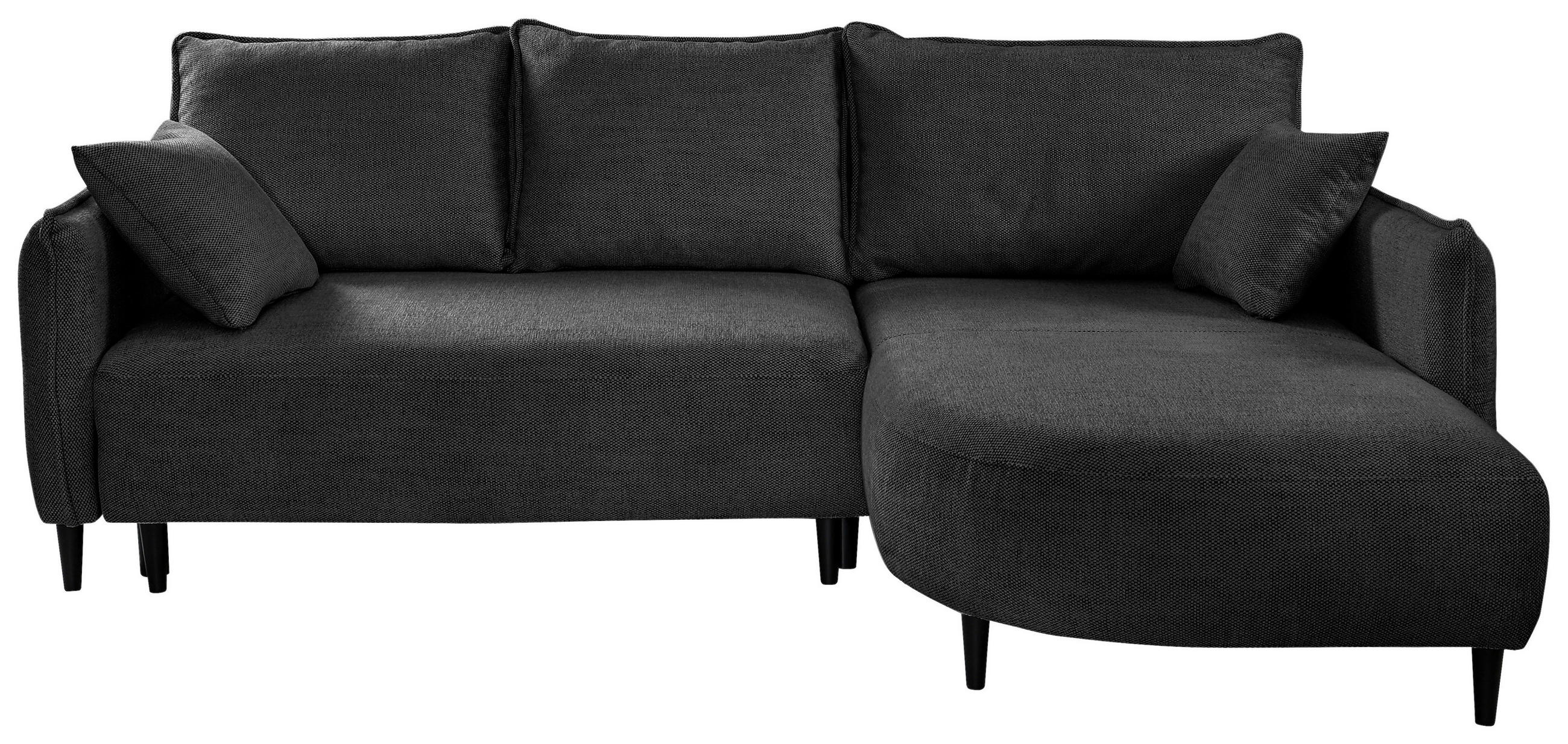 ECKSOFA Dunkelgrün Struktur  - Dunkelgrün/Schwarz, Design, Holz/Textil (244/165cm) - MID.YOU