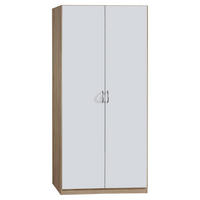 DREHTÜRENSCHRANK Weiss, Sonoma Eiche  - Weiss/Silberfarben, Design, Holzwerkstoff/Kunststoff (91/197/54cm) - Boxxx