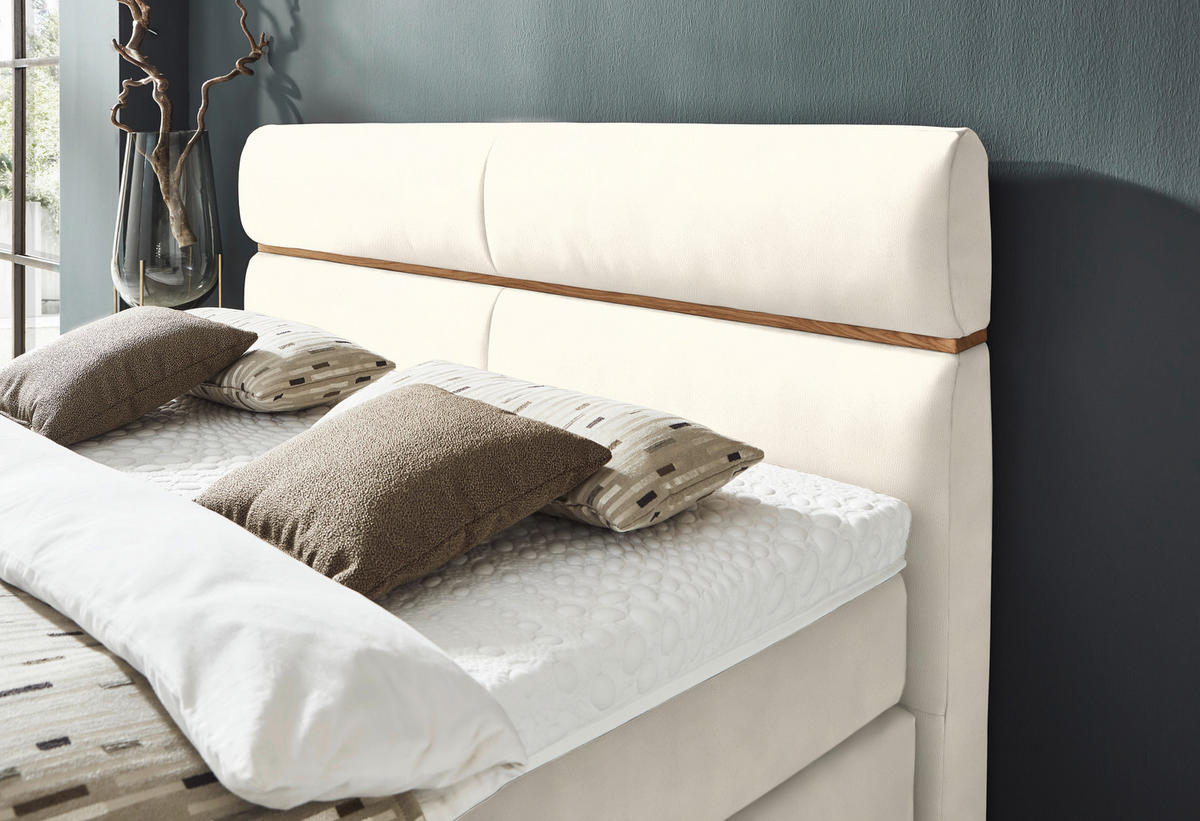 BOXSPRINGBETT 180/200 cm  in Eichefarben, Creme  - Eichefarben/Creme, Konventionell, Holz/Kunststoff (180/200cm) - Dieter Knoll