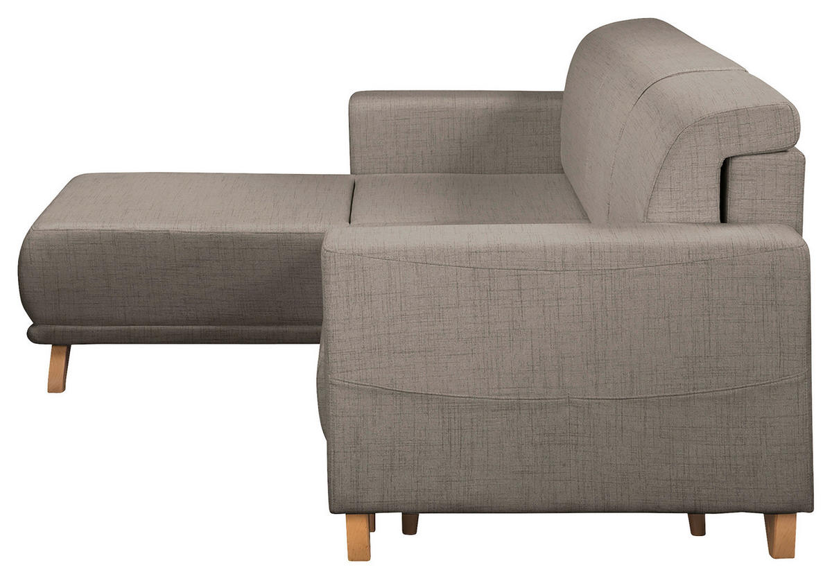 ECKSOFA Bella Graphitfarben Textilgeflecht  - Wengefarben/Graphitfarben, Design, Holz/Textil (257/174cm) - Livetastic