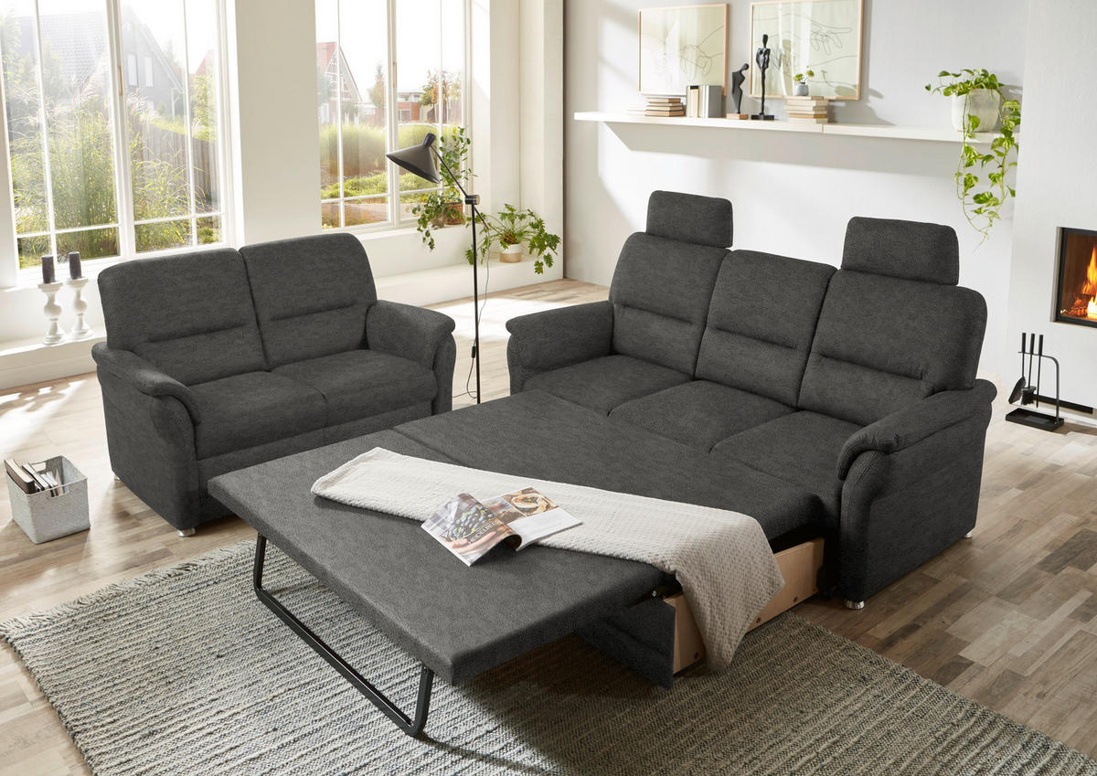 SITZGARNITUR in Mikrofaser Grau  - Alufarben/Grau, Konventionell, Textil/Metall (192/96/89cm) - Beldomo Comfort