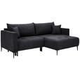 ECKSOFA in Velours Schwarz  - Schwarz, KONVENTIONELL, Textil/Metall (226/155cm) - Carryhome