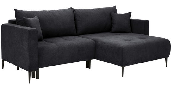 ECKSOFA in Velours Schwarz  - Schwarz, KONVENTIONELL, Textil/Metall (226/155cm) - Carryhome