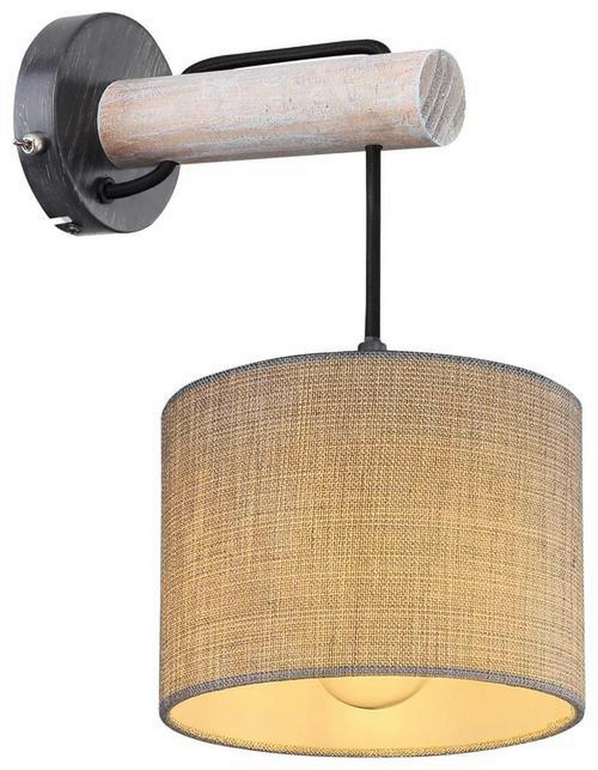STENSKA SVETILKA  Roger 40 W///230 V/E27 - siva/črna, Natur, kovina/tekstil (18/25,5/33,5cm) - Globo
