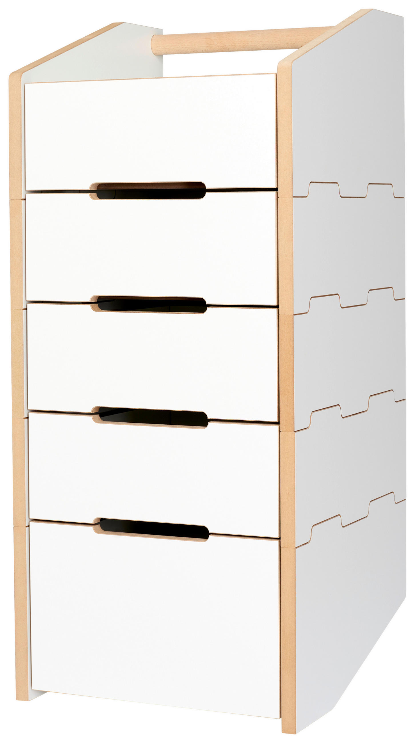 ROLLCONTAINER Buchefarben, Weiß  - Buchefarben/Weiß, MODERN, Holzwerkstoff/Kunststoff (39/89,6/40cm) - Tojo