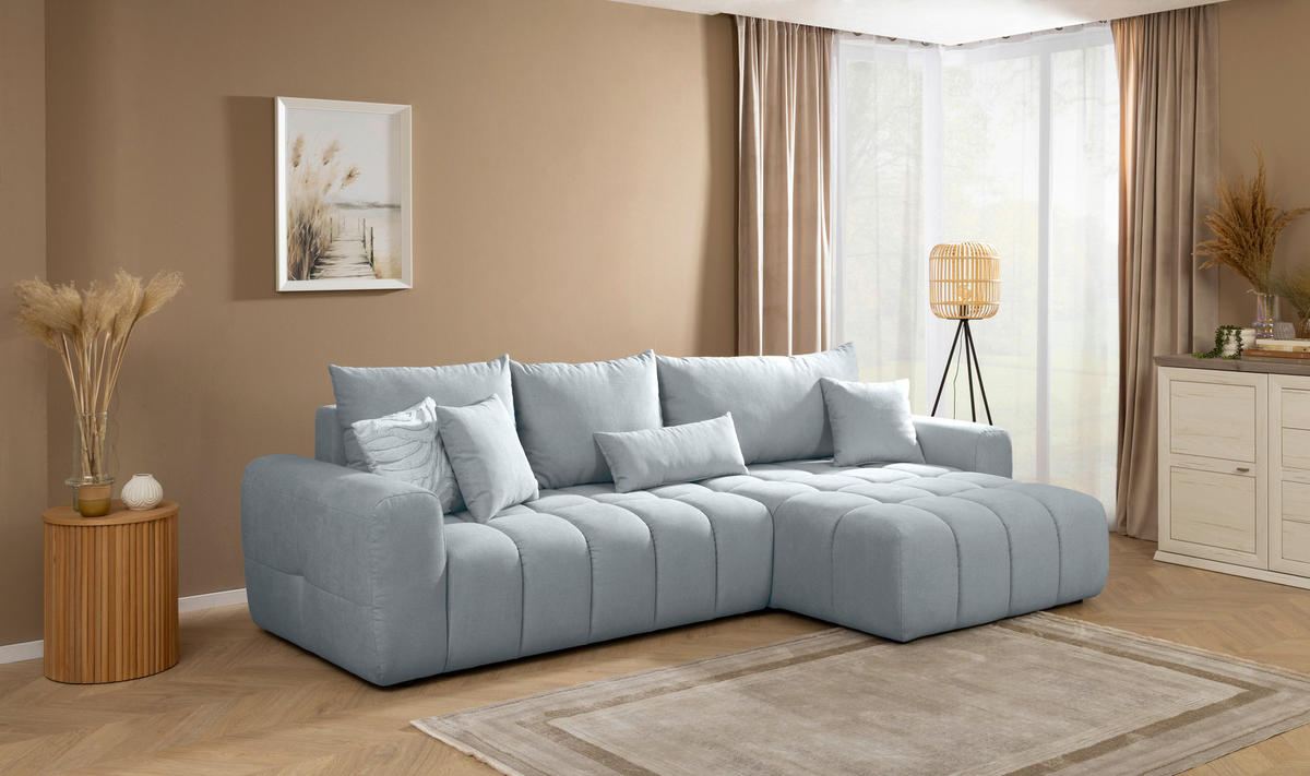 ECKSOFA Grau Velours  - Schwarz/Grau, KONVENTIONELL, Kunststoff/Textil (298/168cm) - Carryhome
