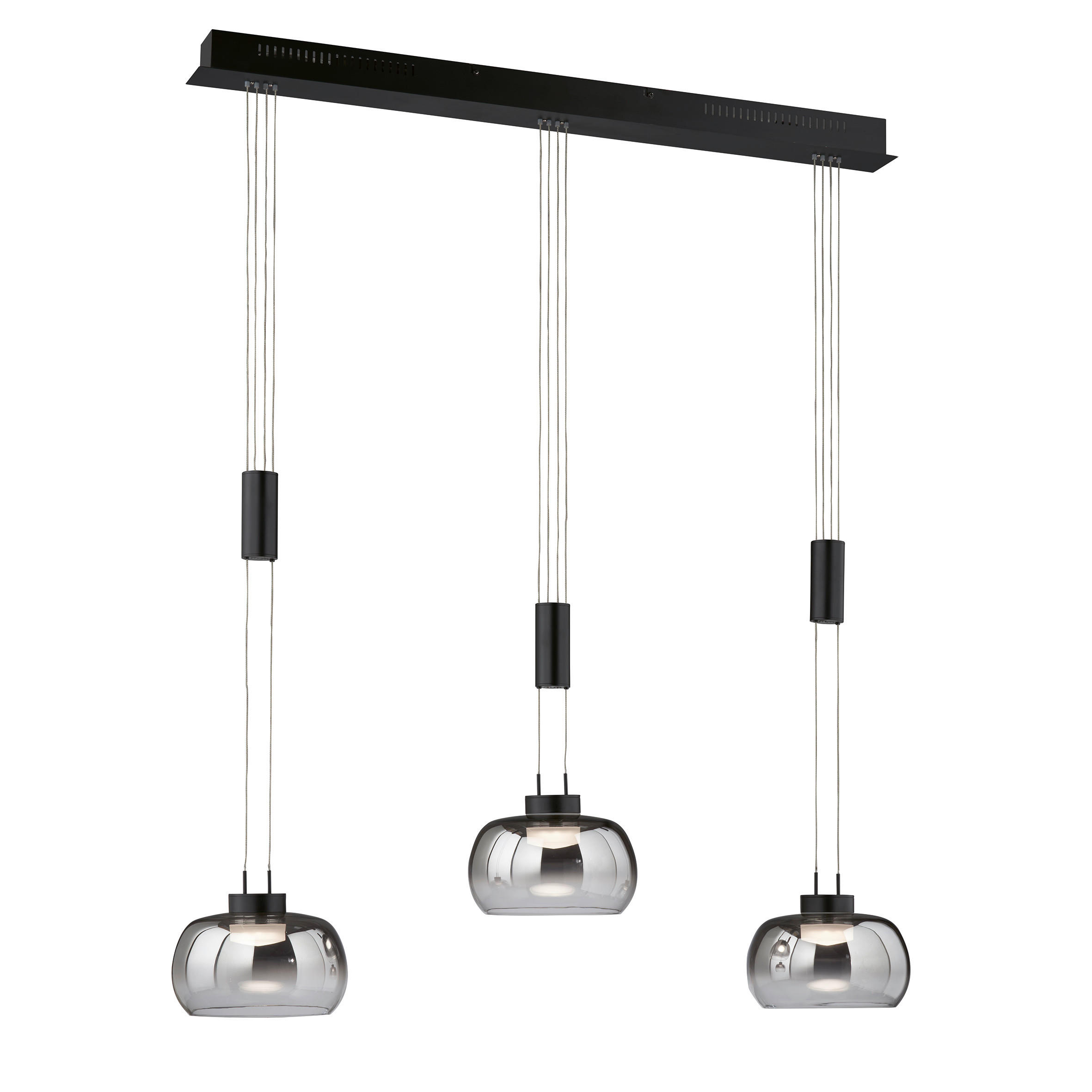 LED-PENDELLEUCHTE Arosa 98/22/108 - 168 cm   - Schwarz, Design, Metall (98/22/108 - 168cm) - Fischer & Honsel