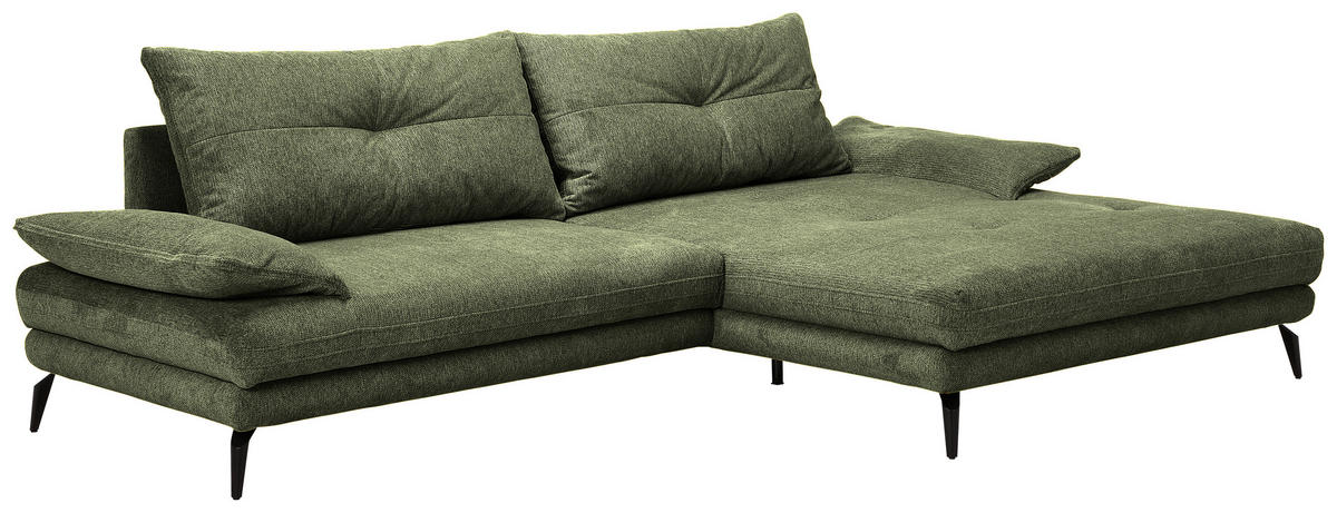 HÖRNSOFFA i flatväv mörkgrön  - svart/mörkgrön, Klassisk, metall/textil (294/176cm) - MID.YOU