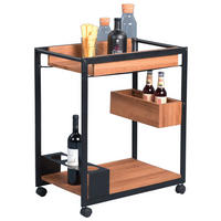 SERVIERWAGEN Braun, Schwarz, Eichefarben  - Eichefarben/Schwarz, Design, Holzwerkstoff/Metall (64/73/38cm)