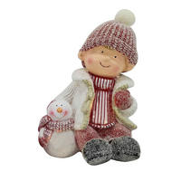UKRASNA FIGURICA DETE - bela/crvena, Lajfstajl, kamen/tekstil (23,5/31/23,5cm) - X-Mas