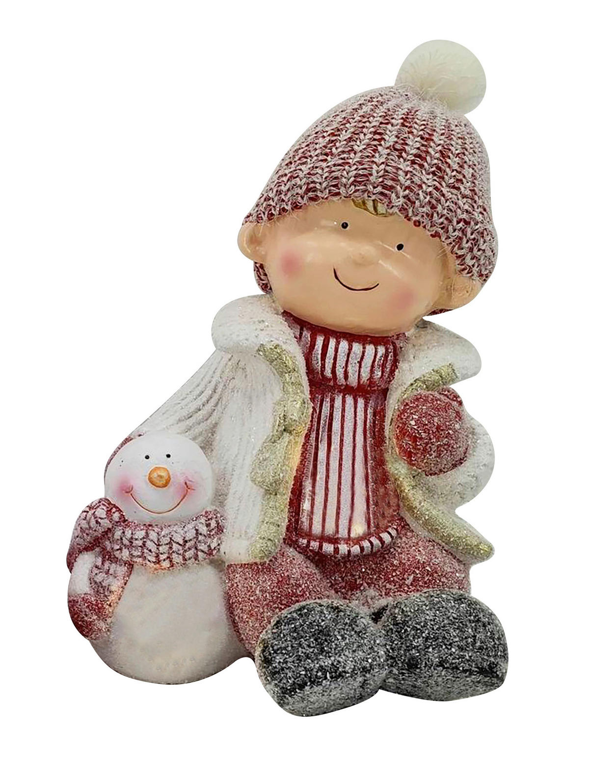 UKRASNA FIGURICA DETE - bela/crvena, Lajfstajl, kamen/tekstil (23,5/31/23,5cm) - X-Mas