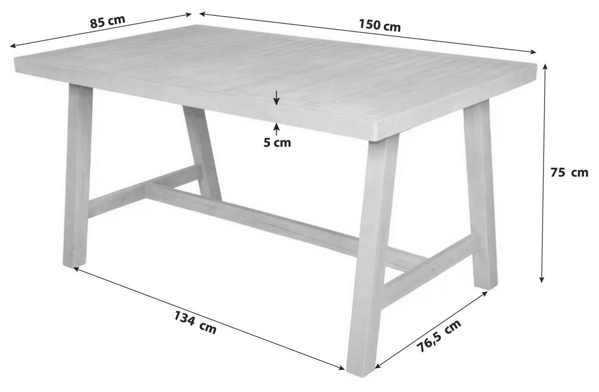 GARTENTISCH 150/85/75 cm  - Hellbraun, Basics, Holz (150/85/75cm) - Gardenson