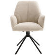 ARMLEHNSTUHL  Sitzfläche 180° drehbar, automatische Rückholfunktion  - Creme/Schwarz, Design, Textil/Metall (59/88/63cm) - Carryhome