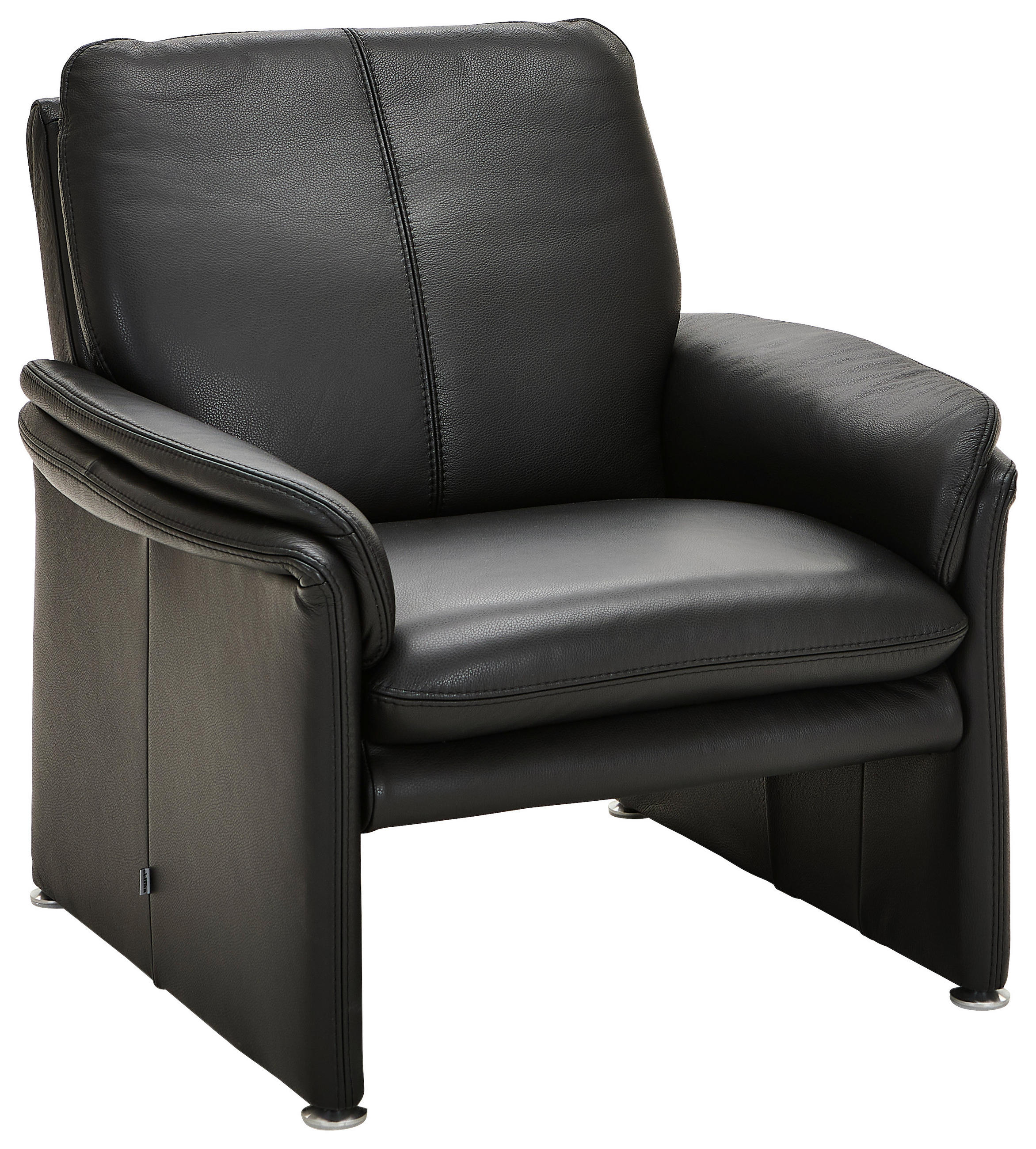 SESSEL in Echtleder Schwarz  - Chromfarben/Schwarz, KONVENTIONELL, Leder/Metall (98/90/86cm) - Celina Home