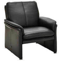SESSEL in Echtleder Schwarz  - Chromfarben/Schwarz, KONVENTIONELL, Leder/Metall (98/90/86cm) - Celina Home
