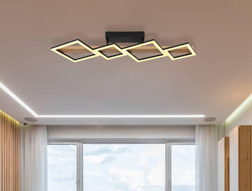 LED-DECKENLEUCHTE 35 W    92/30/13 cm  - Dunkelbraun/Opal, Natur, Holzwerkstoff/Kunststoff (92/30/13cm) - Globo