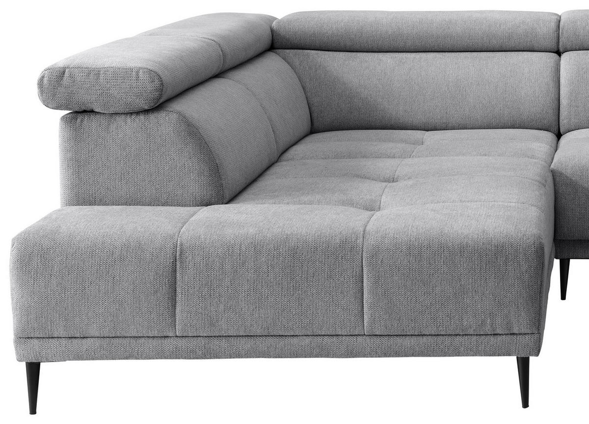 ECKSOFA Chenille Silberfarben  - Silberfarben/Schwarz, Konventionell, Textil/Metall (225/305cm) - Livetastic