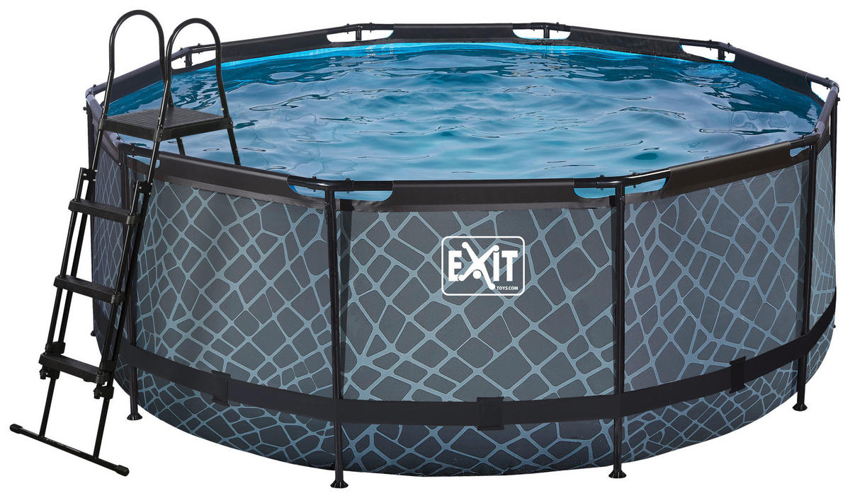 EXIT POOL STONE 360X122 360/122 cm  - Grau, KONVENTIONELL, Metall (360/122cm) - EXIT Toys
