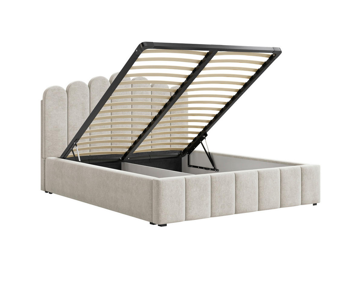 POLSTERBETT Lattenrost, Bettkasten Beige 180/200 cm  - Beige/Schwarz, KONVENTIONELL, Holz/Kunststoff (180/200cm) - Chameo