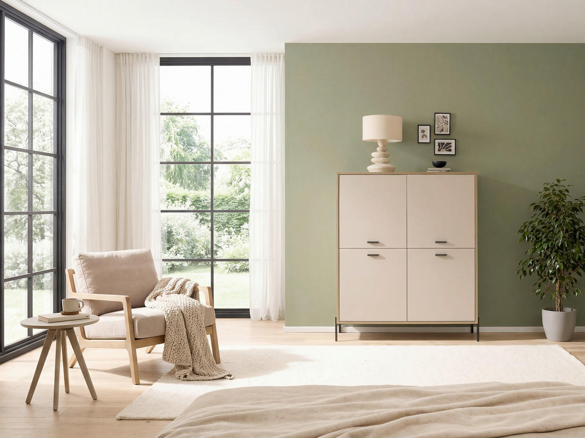 HIGHBOARD , 115/140/40 cm,  - Kaschmir/Eichefarben, Design, Holzwerkstoff/Metall (115/140/40cm) - MID.YOU