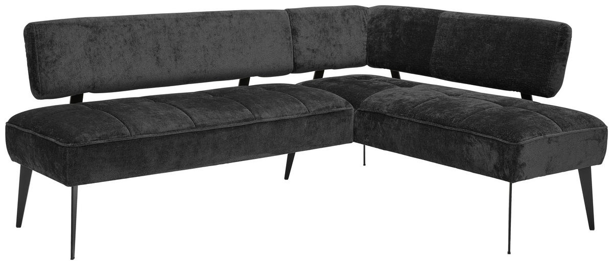 ECKBANK 212/162 cm Webstoff Schwarz Metall   - Schwarz, MODERN, Textil/Metall (212/162cm) - Welnova