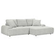 Ecksofa mit Funktion Creme Flachgewebe Zierkissen, Rückenkissen, Bettkasten, Schlaffunktion, Rücken echt, Liegefläche im Originalstoff  - Creme/Schwarz, KONVENTIONELL, Kunststoff/Textil (277/190cm) - Carryhome