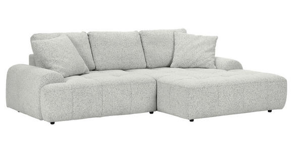 Ecksofa mit Funktion Creme Flachgewebe Zierkissen, Rückenkissen, Bettkasten, Schlaffunktion, Rücken echt, Liegefläche im Originalstoff  - Creme/Schwarz, KONVENTIONELL, Kunststoff/Textil (277/190cm) - Carryhome