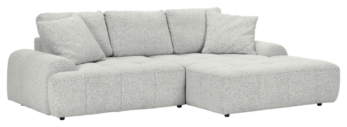 Ecksofa mit Funktion Creme Flachgewebe Zierkissen, Rückenkissen, Bettkasten, Schlaffunktion, Rücken echt, Liegefläche im Originalstoff  - Creme/Schwarz, KONVENTIONELL, Kunststoff/Textil (277/190cm) - Carryhome