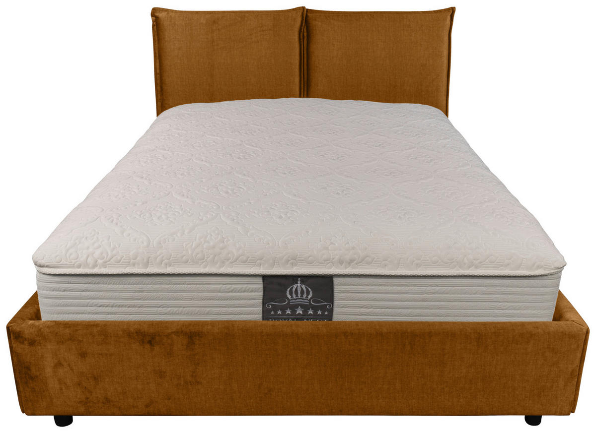 KÁRPITOZOTT ÁGY 180/200 cm  aranybarna  - aranybarna/fekete, Basics, műanyag/textil (180/200cm) - Carryhome