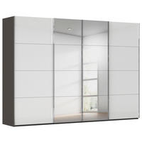 SCHWEBETÜRENSCHRANK Graphitfarben, Weiss  - Chromfarben/Weiss, Design, Glas/Holzwerkstoff (316/235/68cm) - Novel