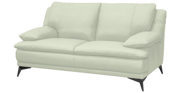 2-SITZER-SOFA Weiß Echtleder  - Schwarz/Weiß, Design, Leder/Metall (178/92/98cm) - Novel