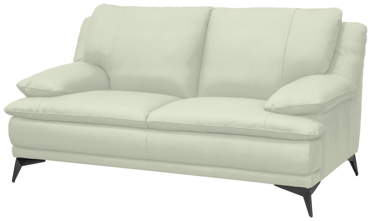 2-SITZER-SOFA Weiß Echtleder  - Schwarz/Weiß, Design, Leder/Metall (178/92/98cm) - Novel