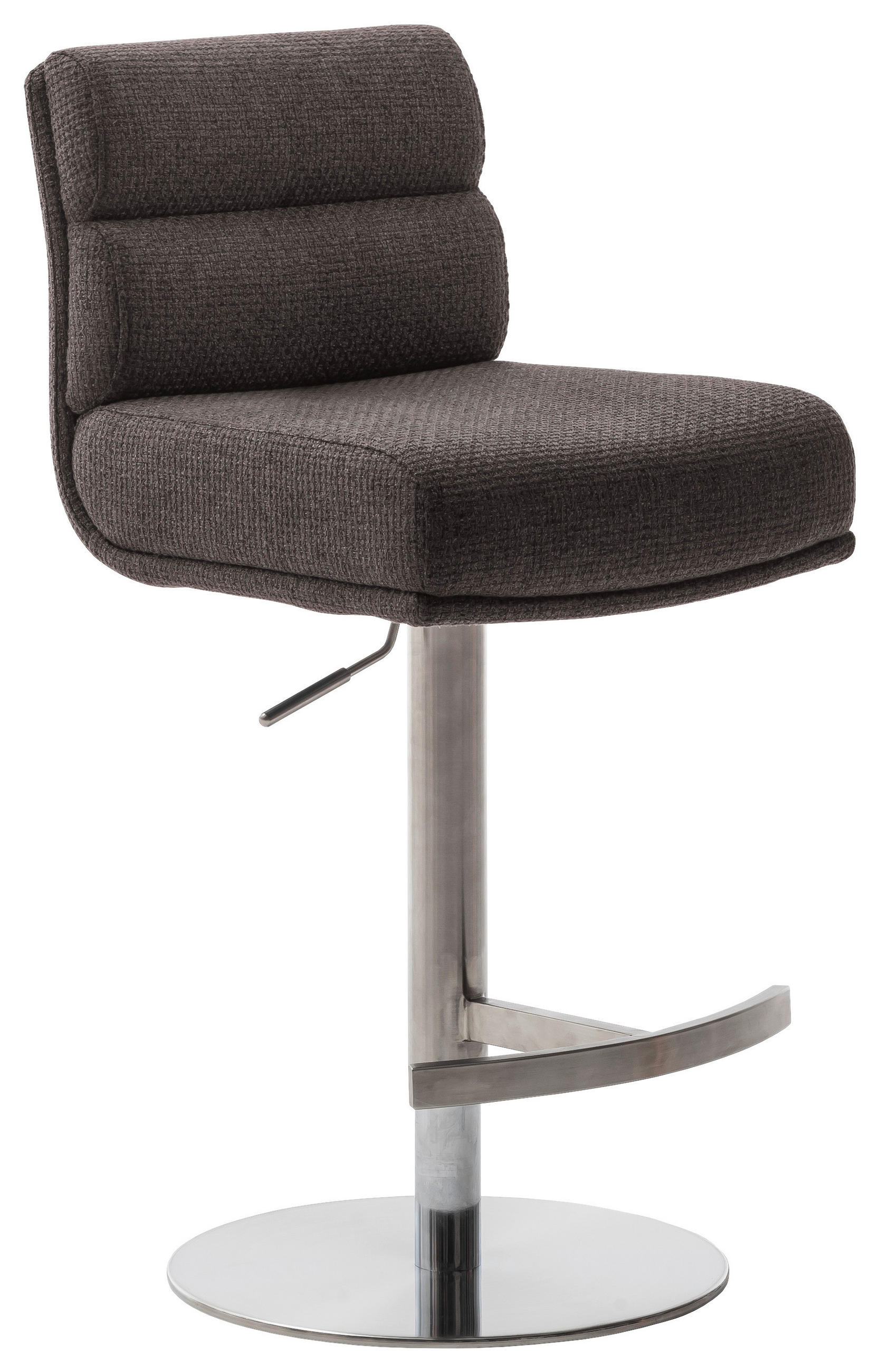 BARHOCKER Webstoff Edelstahlfarben, Cappuccino Edelstahl Stoffauswahl, Typenauswahl, Sitzfläche 360° drehbar  - Edelstahlfarben/Cappuccino, Design, Textil/Metall (43/84/52cm) - Dieter Knoll