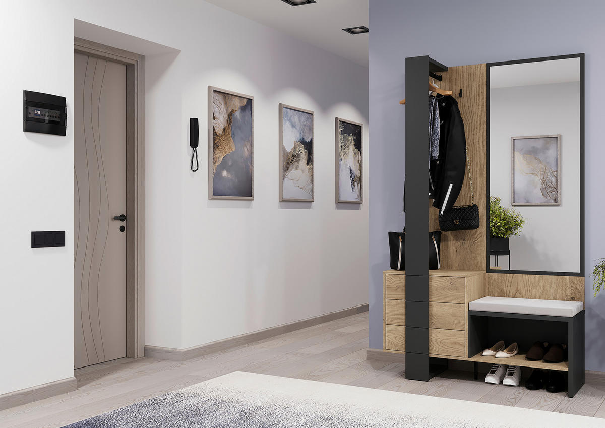 GARDEROBE  in 115/200/41,6 cm  - Eichefarben/Anthrazit, KONVENTIONELL, Holzwerkstoff (115/200/41,6cm) - Carryhome
