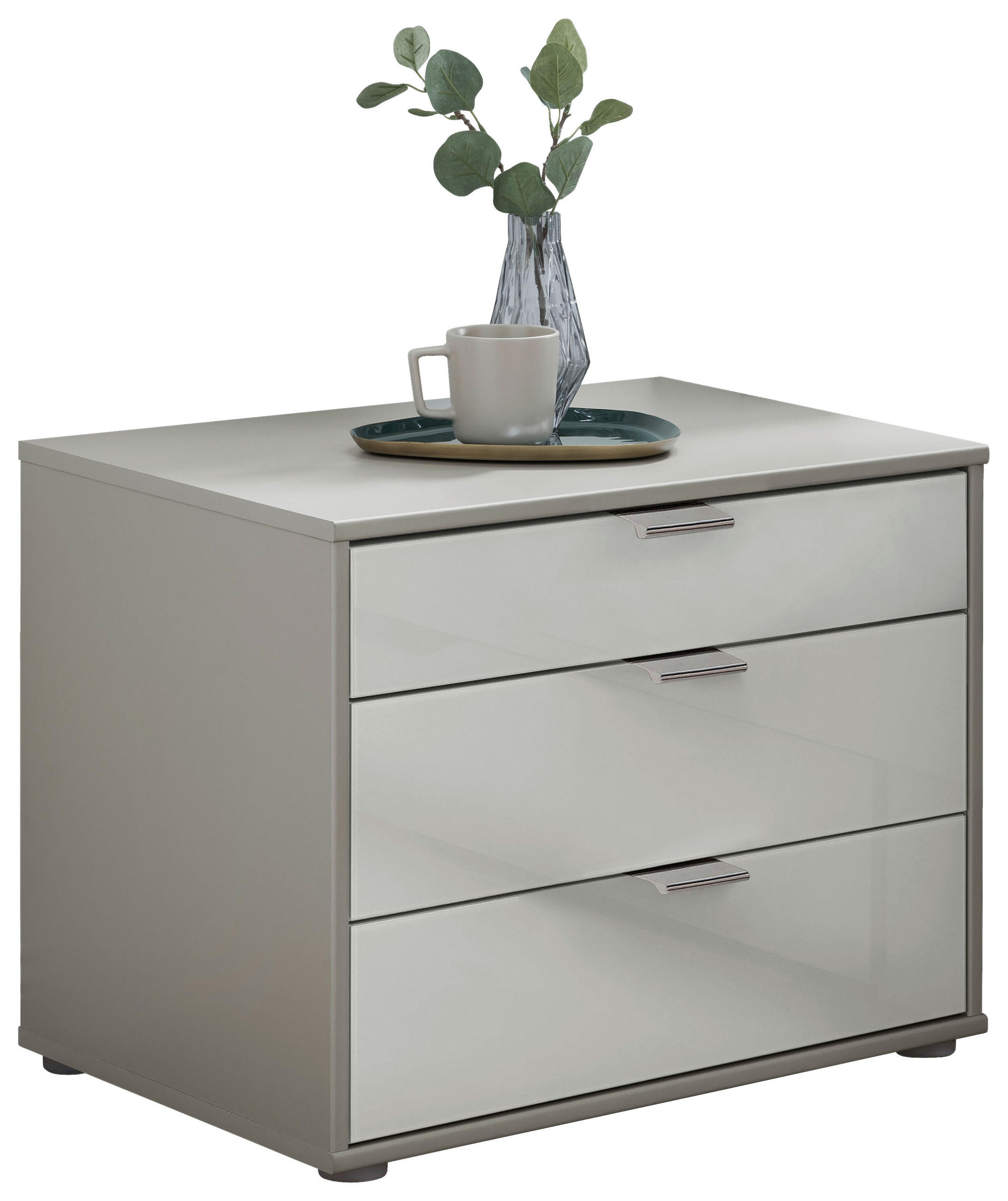 ÉJJELISZEKRÉNY szürke, fehér  - krómszínű/fekete, Konventionell, faalapú anyag/üveg (60/48/43cm) - Dieter Knoll