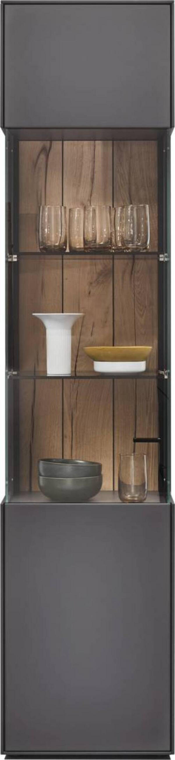 VITRINE in Graphitfarben  - Graphitfarben, Design, Glas/Holzwerkstoff (46,9/205,5/37,1cm) - Dieter Knoll