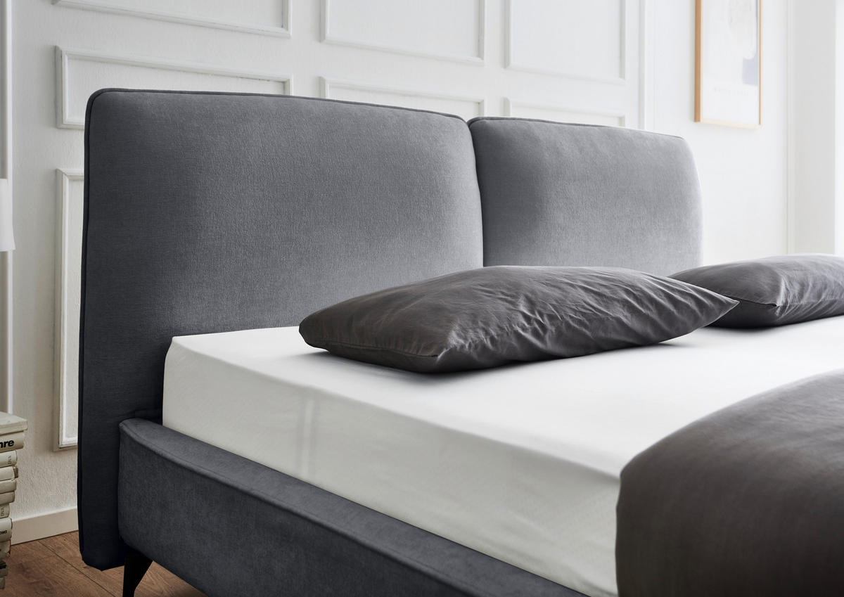 POLSTERBETT 200/200 cm  in Grau  - Schwarz/Grau, MODERN, Textil/Metall (200/200cm) - Livetastic