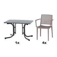 GARTENGARNITUR 5-teilig Stahl  - Taupe/Anthrazit, Basics, Kunststoff/Metall (70/80/110cm) - Siena Garden