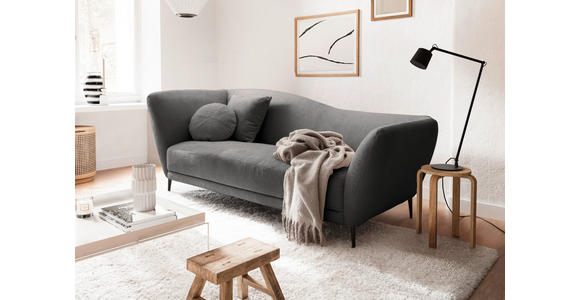 RÉCAMIERE Anthrazit Chenille Zierkissen, Rücken echt  - Anthrazit/Schwarz, KONVENTIONELL, Textil/Metall (224/70/97cm) - Hom`in