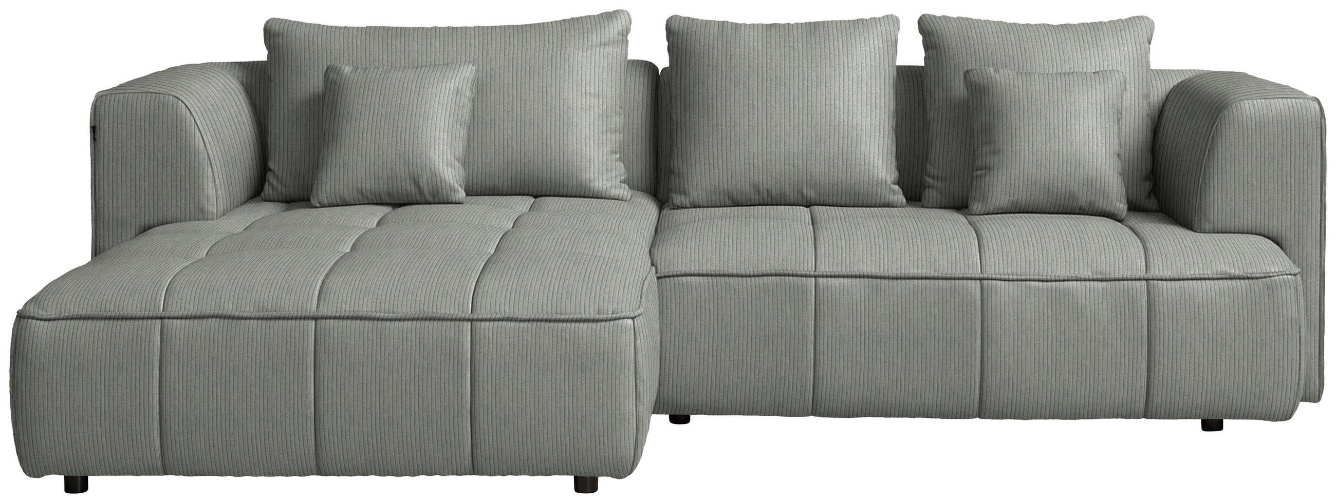 ECKSOFA Feincord Grau  - Schwarz/Grau, Design, Kunststoff/Textil (188/288cm) - Welnova