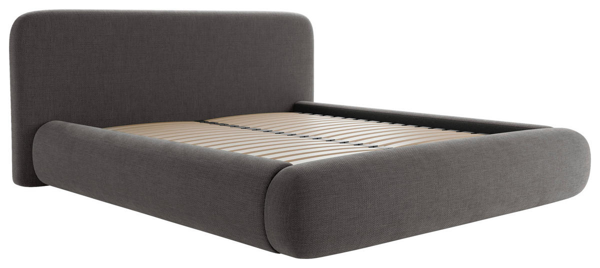 POLSTERBETT 160/200 cm,  in Anthrazit, gepolstertes Kopfteil, Lattenrost, Bettkasten,  - Anthrazit/Schwarz, Design, Holz/Textil (160/200cm) - Chameo