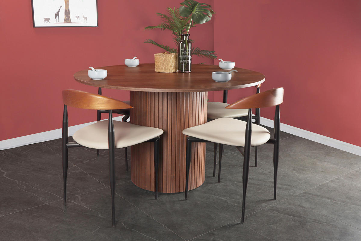 ESSTISCH in Metall, Holzwerkstoff 120/120/75 cm  - Walnussfarben, Design, Holzwerkstoff/Metall (120/120/75cm) - Livetastic