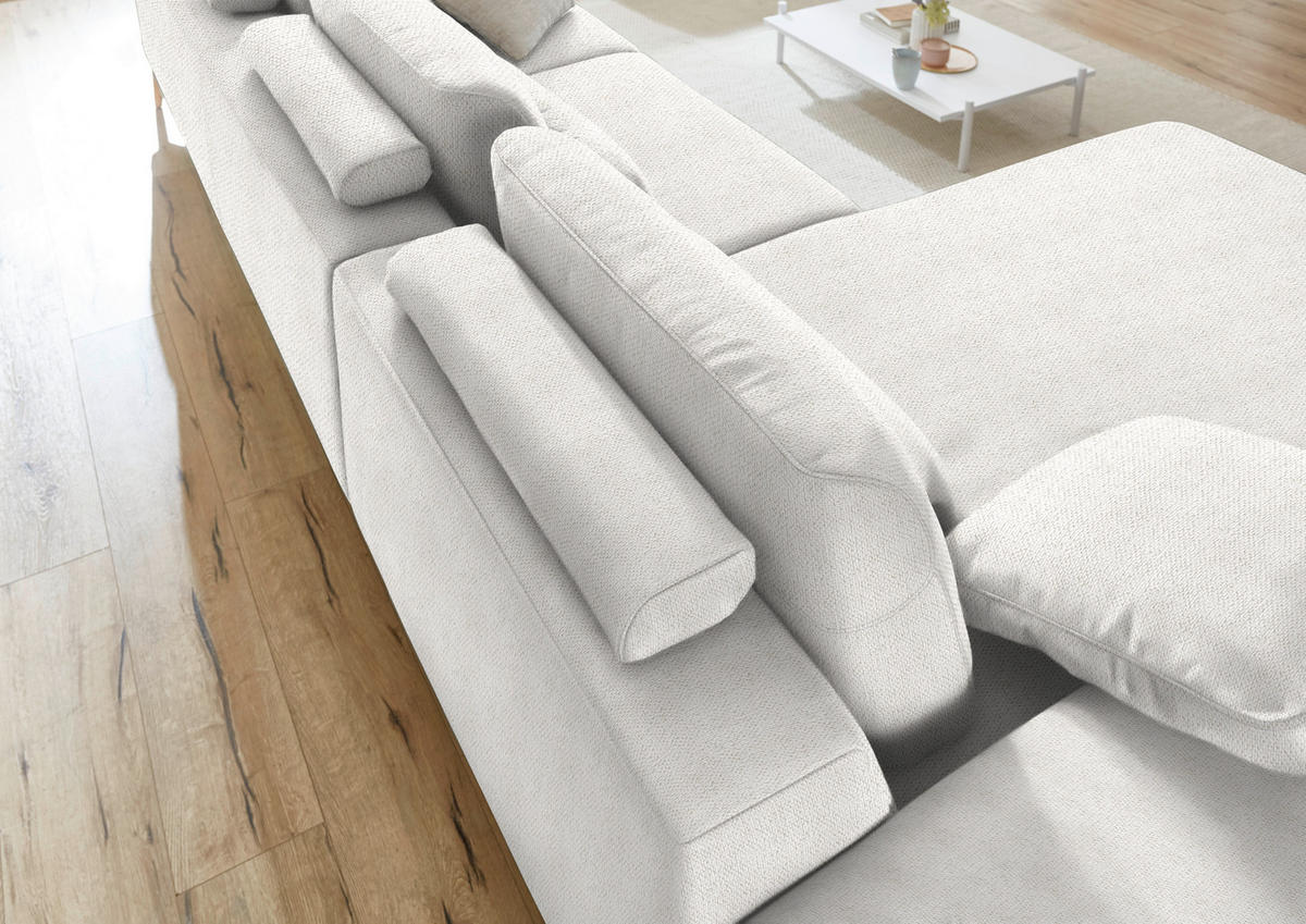 ECKSOFA in Flachgewebe Weiss  - Wildeiche/Weiss, Design, Holz/Textil (193/334cm) - Niels Andersson