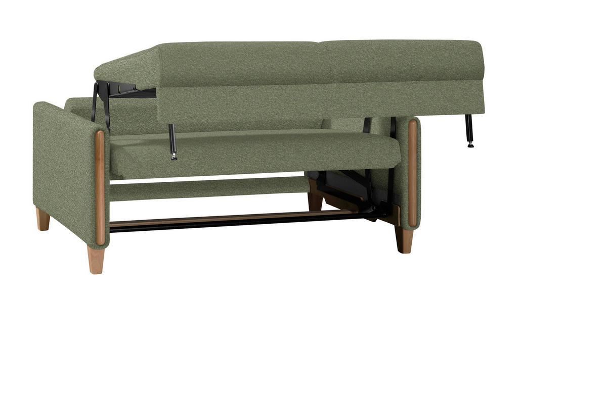 SCHLAFSOFA in Flachgewebe Grün, Buchefarben  - Buchefarben/Grün, Design, Holz/Textil (174/88/104cm) - Niels Andersson