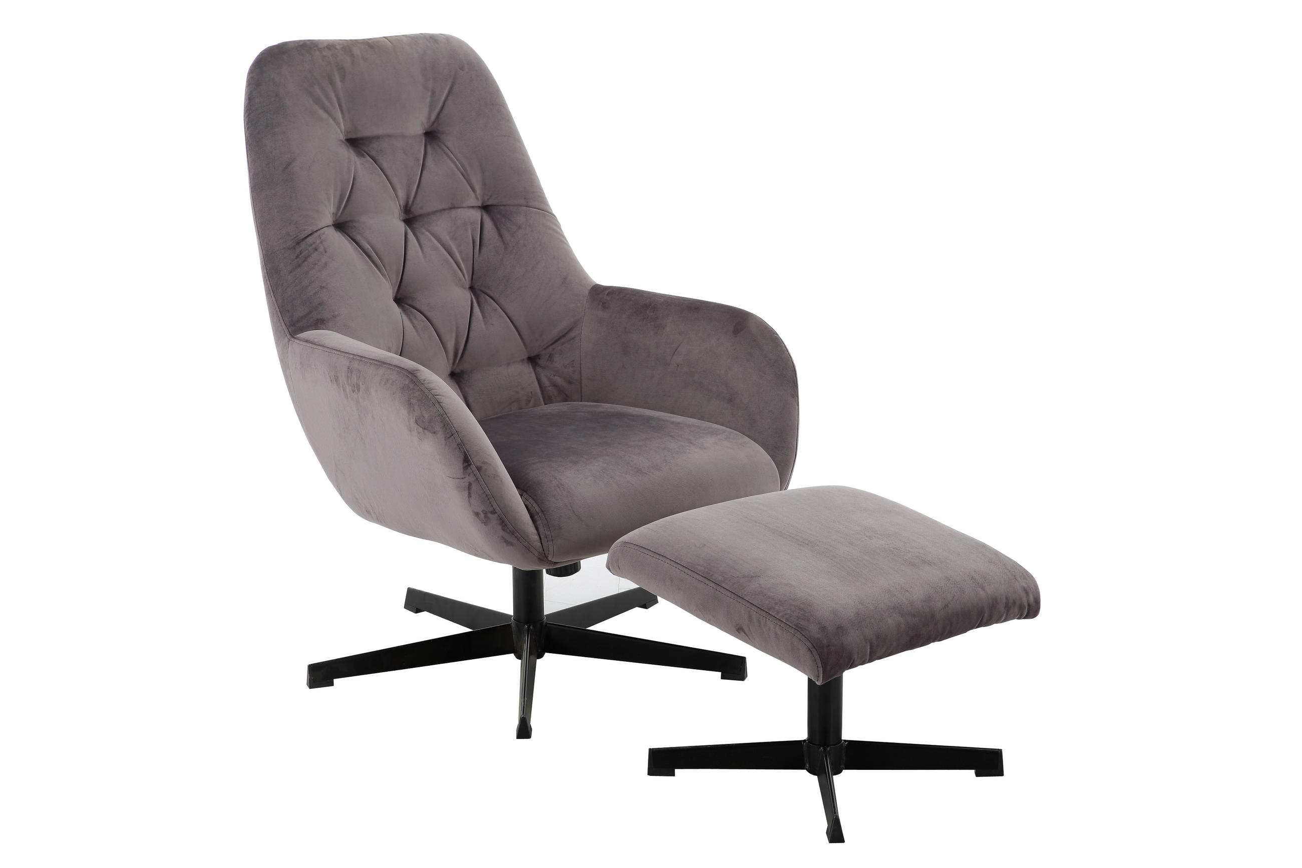 RELAXSESSELSET Samt    - Schwarz/Grau, Design, Textil/Metall (71/102/81cm) - Carryhome