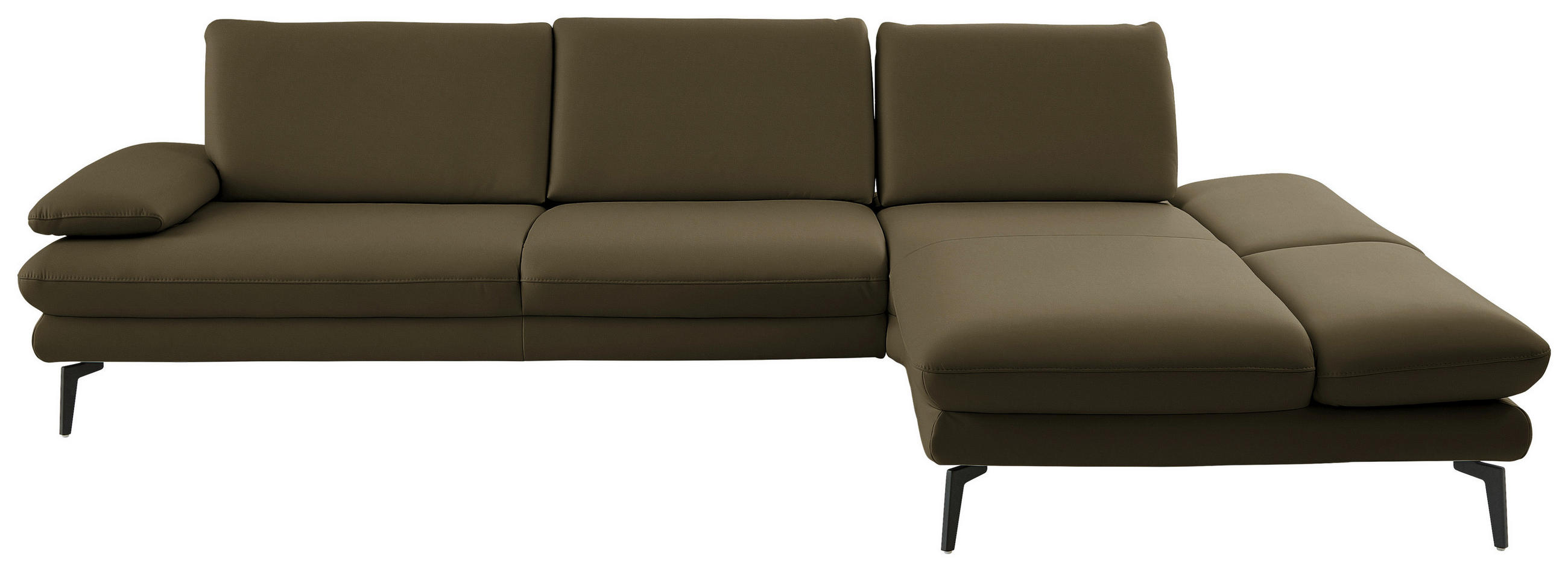ECKSOFA in Echtleder Grün  - Schwarz/Grün, Design, Leder/Metall (308/195cm) - Dieter Knoll