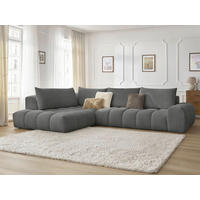ECKSOFA Ottomane links  EVEREST Dunkelgrau Flachgewebe  - Dunkelgrau/Schwarz, MODERN, Kunststoff/Textil (210/352cm)
