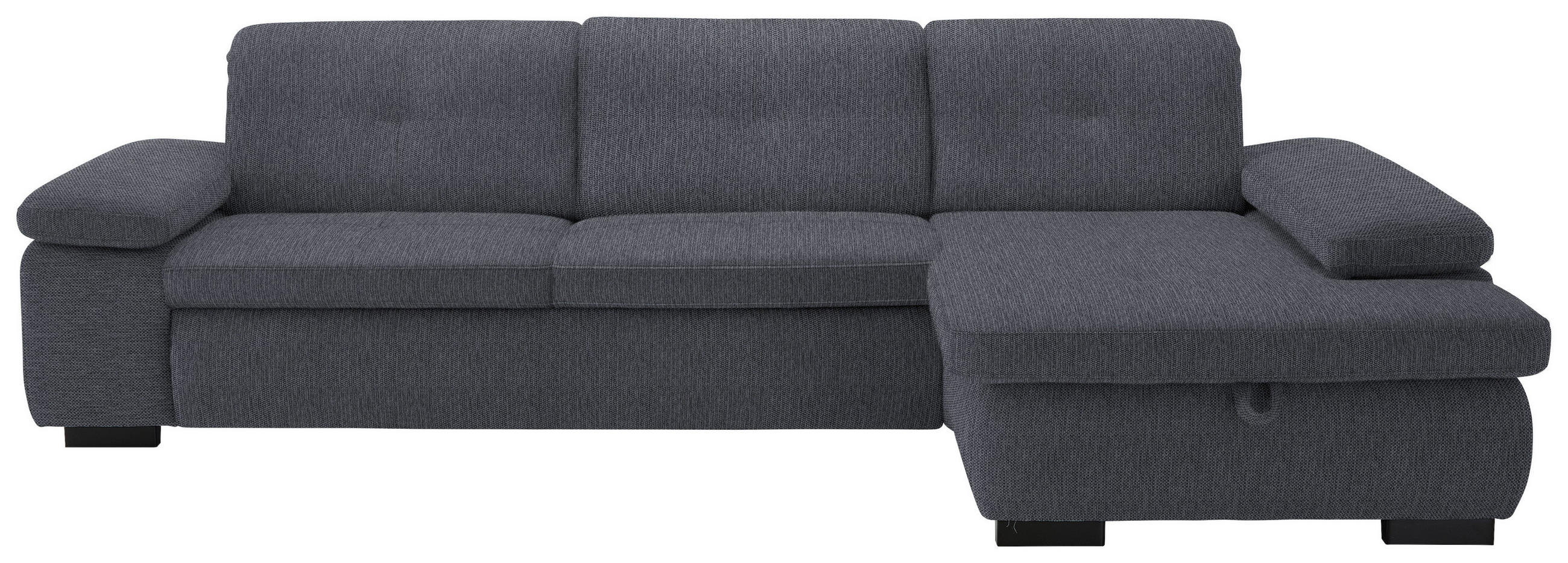 ECKSOFA in Flachgewebe Anthrazit  - Anthrazit/Schwarz, Design, Textil/Metall (297/174cm) - Beldomo Style