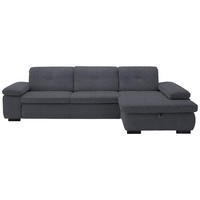 ECKSOFA in Flachgewebe Anthrazit  - Anthrazit/Schwarz, Design, Textil/Metall (297/174cm) - Beldomo Style